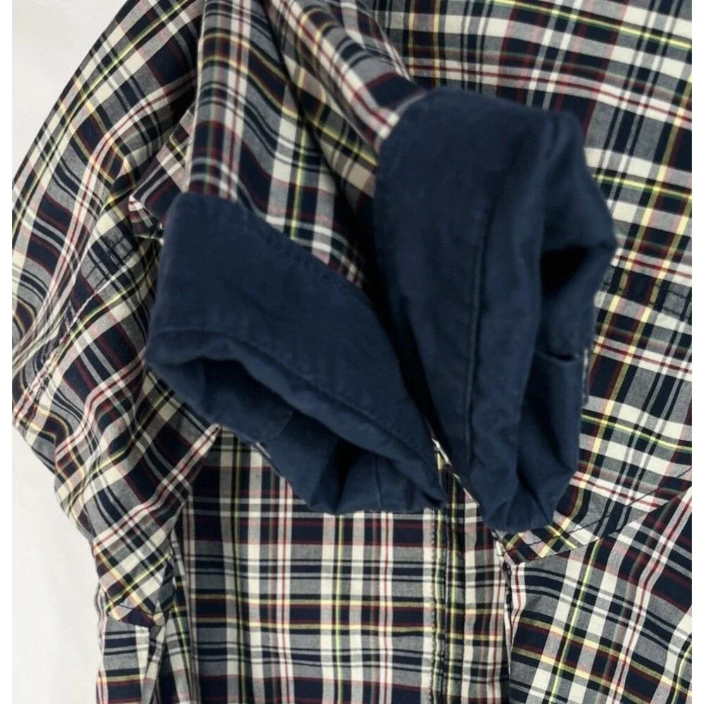 Vintage Tommy Hilfiger Men's Large Reversible Plaid Harrington Jacket Navy Blue
